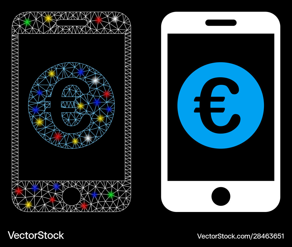 Flare mesh carcass euro mobile balance icon Flare mesh carcass euro mobile balance icon vector image