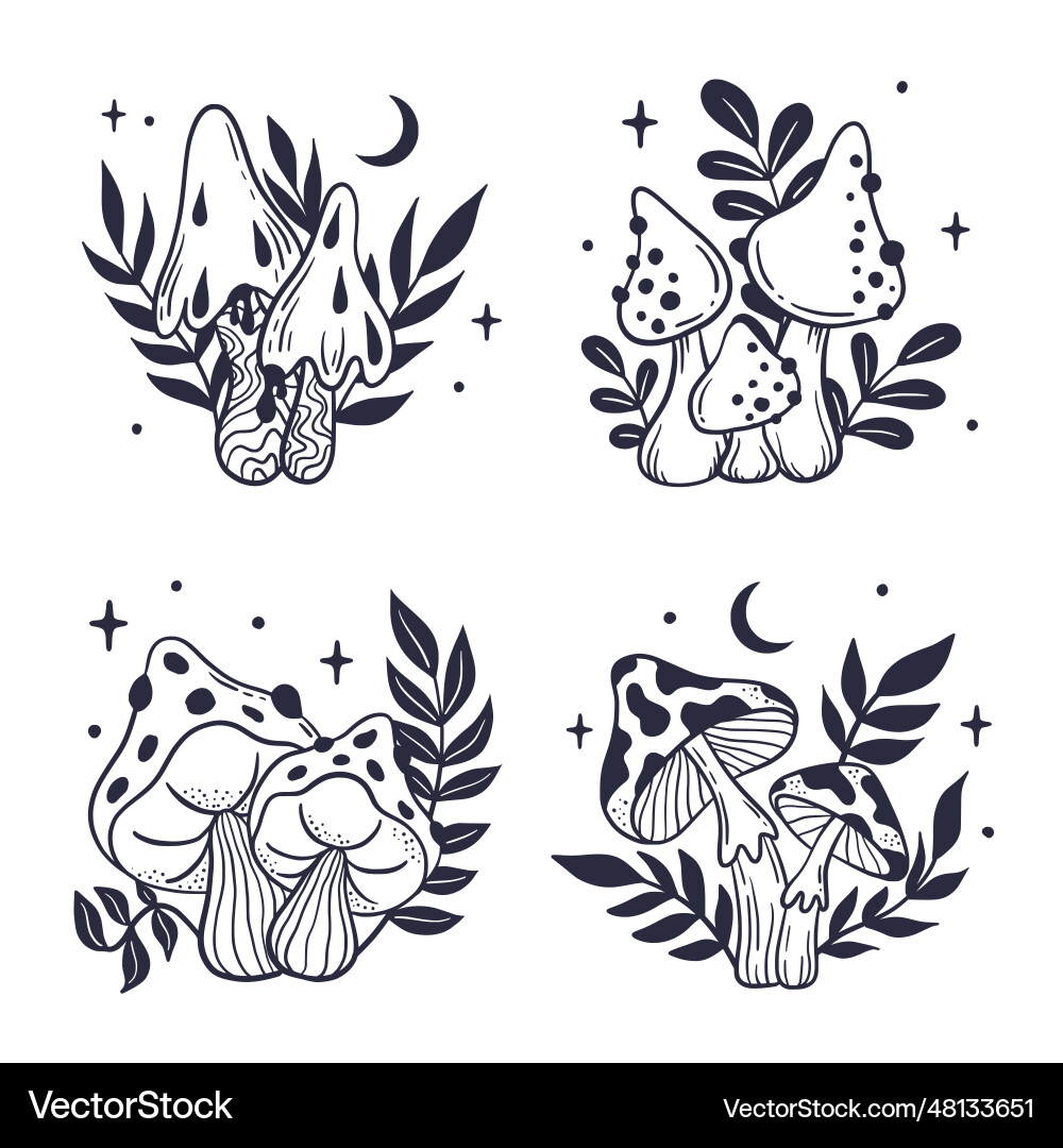 Hand drawn mushroom outline Vector Image