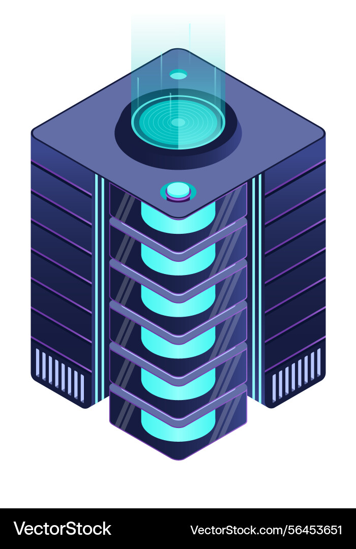 Isometric futuristic server database Isometric futuristic server database vector image