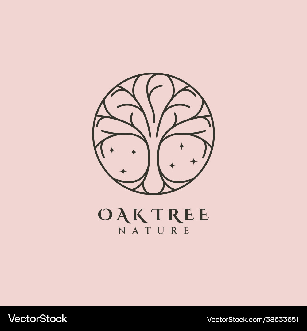 Oak tree line art logo symbol design nature Oak tree line art logo symbol design nature vector image