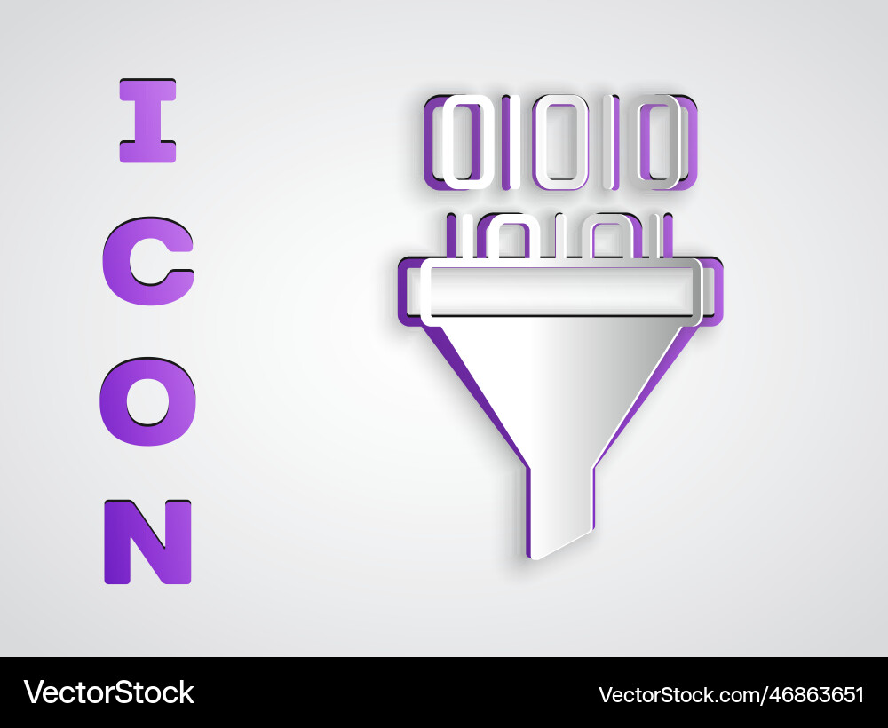 Paper cut binary code icon isolated on grey Paper cut binary code icon isolated on grey vector image