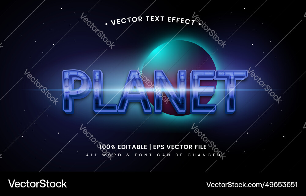 Planet astronaut 3d text style effect editable Vector Image