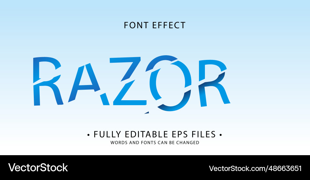 Razor sliced editable text effect Razor sliced editable text effect Vector Image