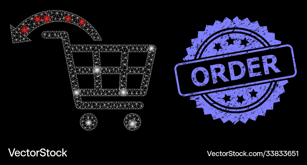Rubber order stamp and bright web net undo Rubber order stamp and bright web net undo vector image