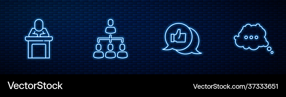 Set line hand like speaker hierarchy organogram Vector Image