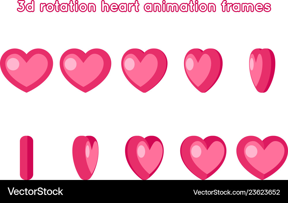 3D Red Heart Rotation Animation Vector Image