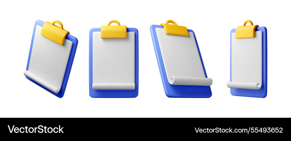 3d set of clipboard with empty paper sheet 3d set of clipboard with empty paper sheet vector image