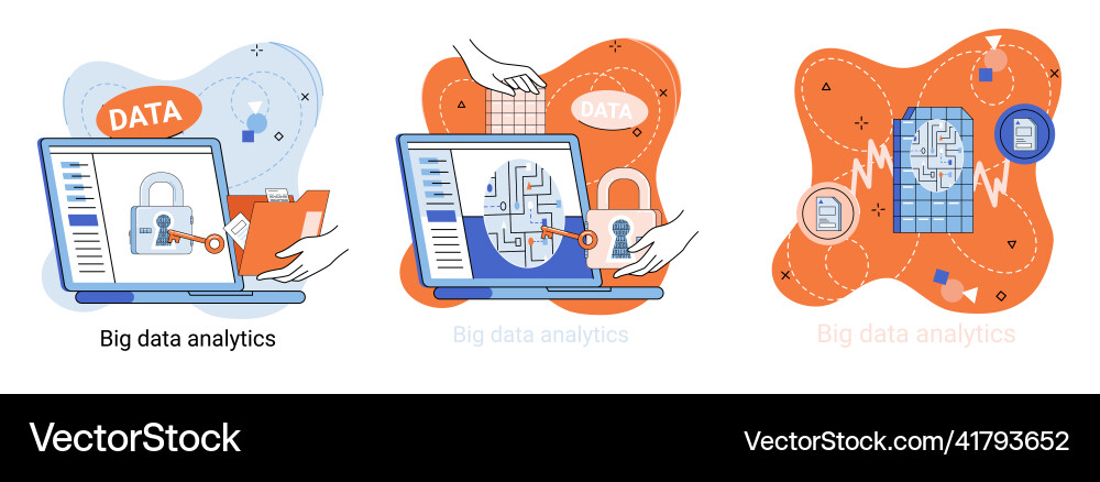 Big data analytics process of analyzing complex Big data analytics process of analyzing complex vector image