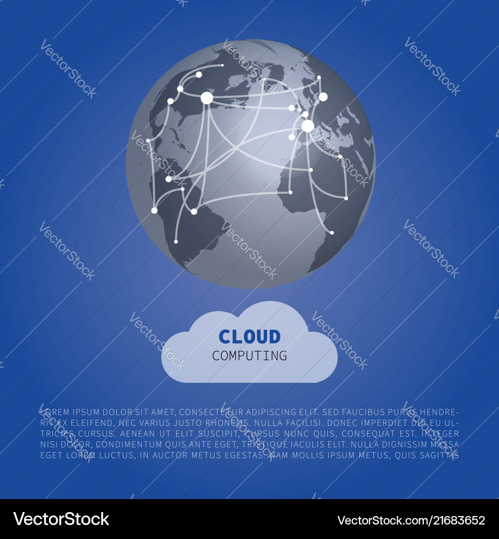 Cloud computing design concept with world map Cloud computing design concept with world map Vector Image
