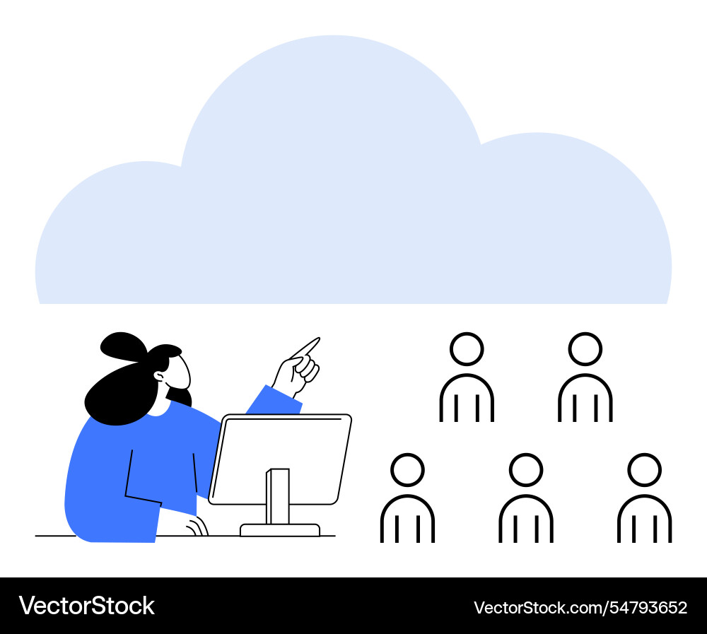 Cloud computing instructor teaching group lesson Cloud computing instructor teaching group lesson Vector Image