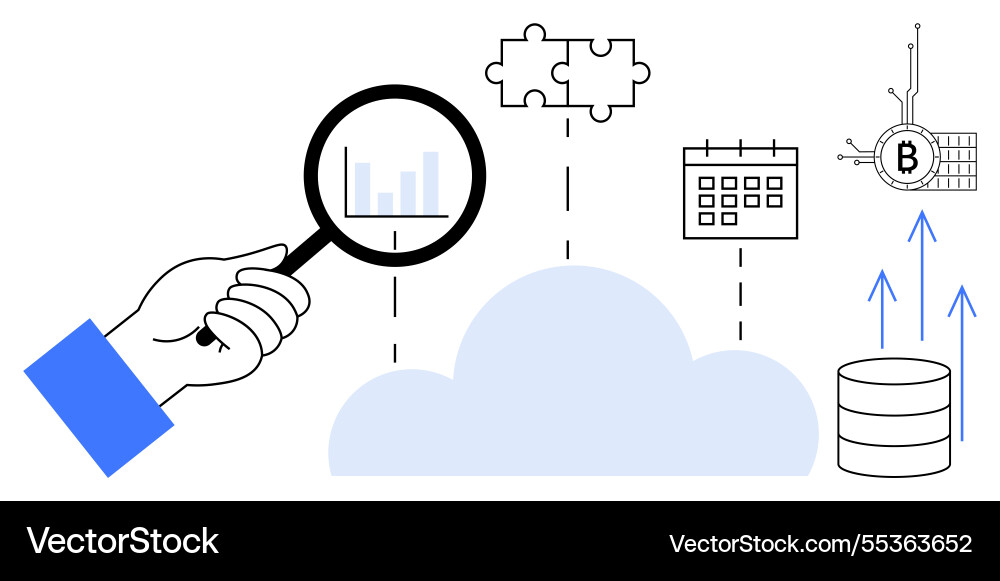 Cloud-Daten für Blockchain und Networking analysieren vektorbild
