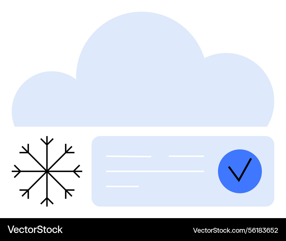 Cloud icon with snowflake and check mark Cloud icon with snowflake and check mark vector image