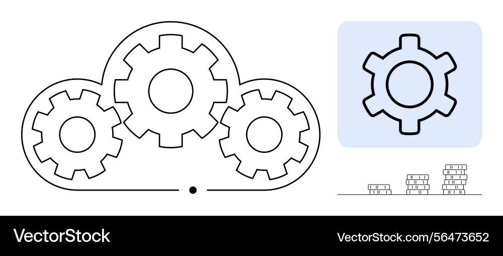 Cloud with interconnected cogs symbolizing digital Vector Image