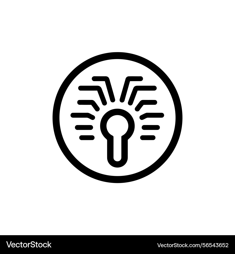 Cyber keyhole access point icon in round outline vector image