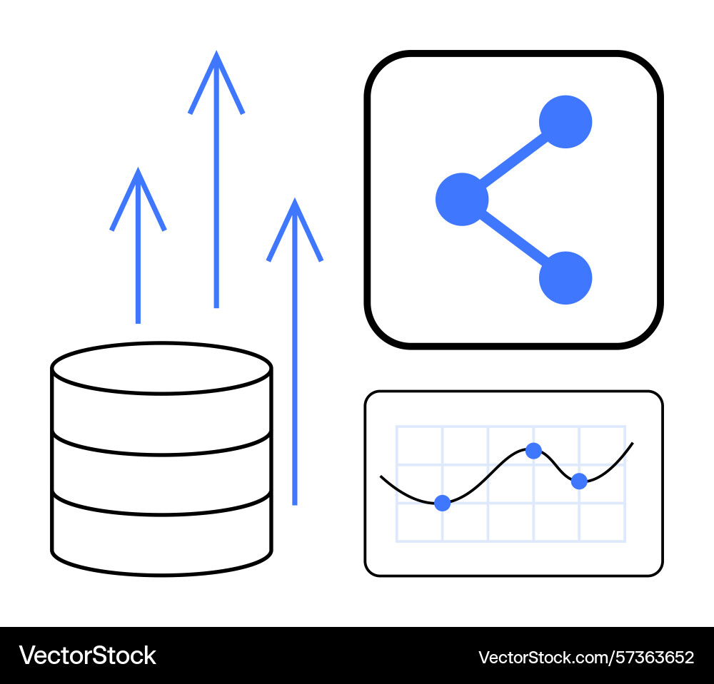 Data growth visualization with graph trends vector image