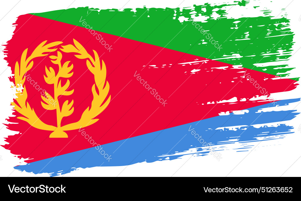 Eritrea flag wide brush stroke on transparent Eritrea flag wide brush stroke on transparent Vector Image