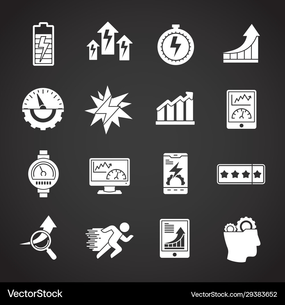 High performance related icons set on background High performance related icons set on background Vector Image