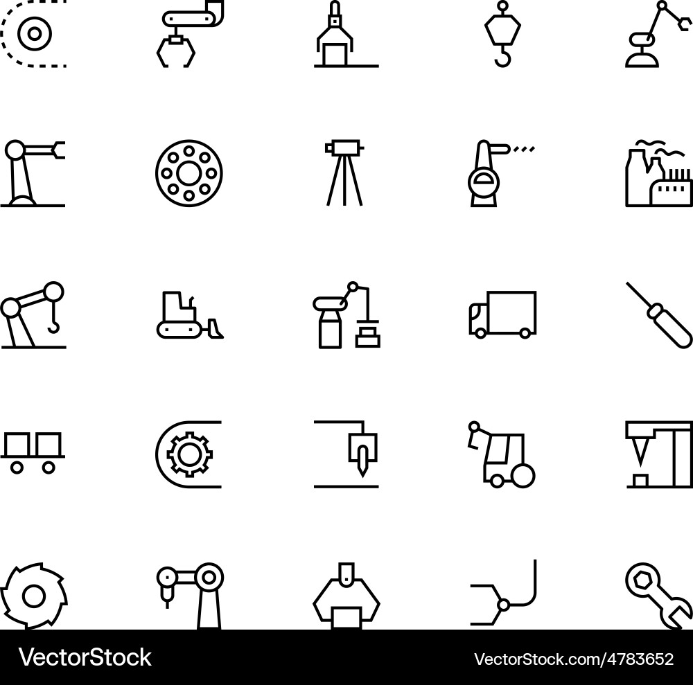 Icons für industrielle Prozesslinien Vektorbild
