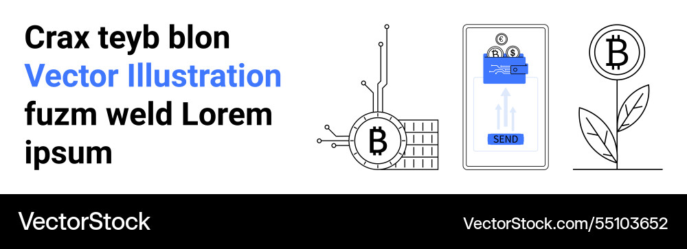Kryptowährungstransaktionen und Blockchain-Konzept Kryptowährungstransaktionen und Blockchain-Konzept vektorbild