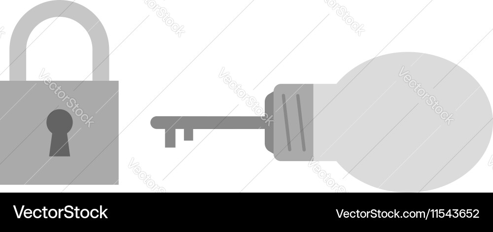 Light bulb with key and padlock vector image