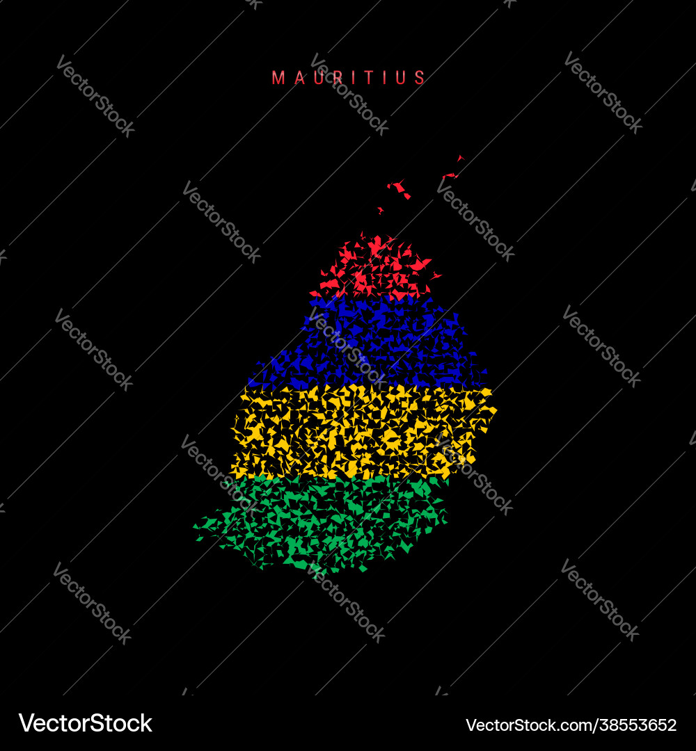 Mauritius flag map chaotic particles pattern Mauritius flag map chaotic particles pattern vector image