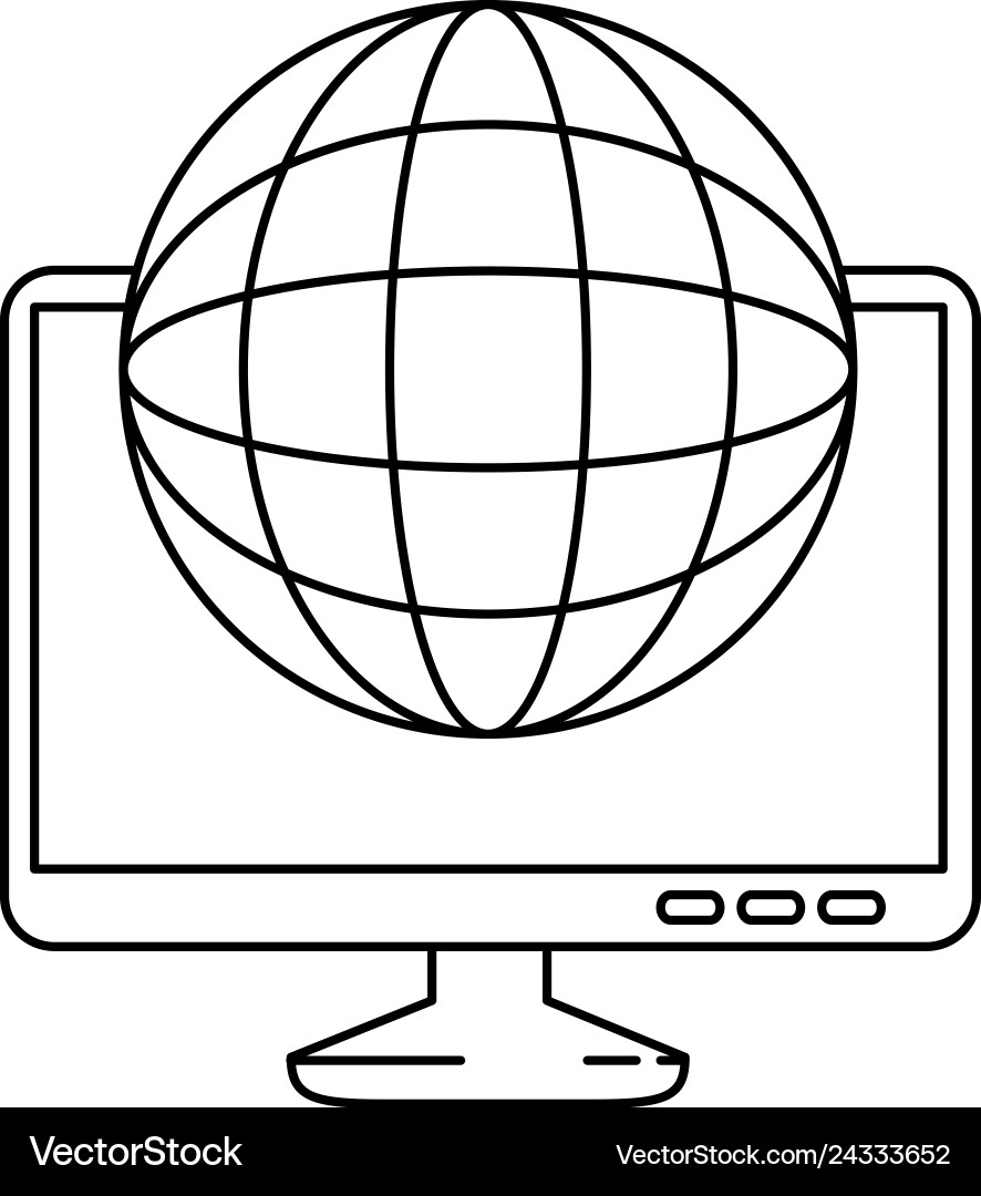 Monitor computer with planet Monitor computer with planet vector image