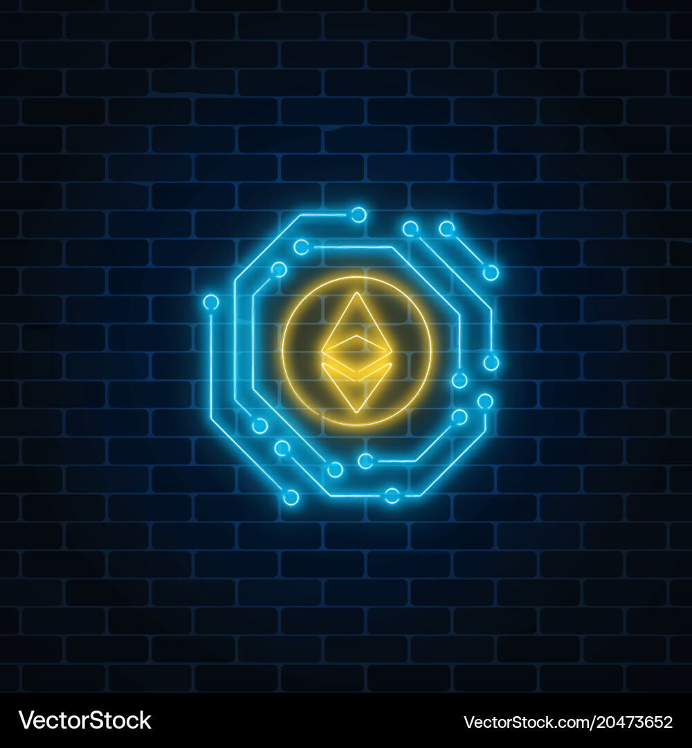 Neon ethereum currency sign with electronic – Royalty-Free Vector |  VectorStock