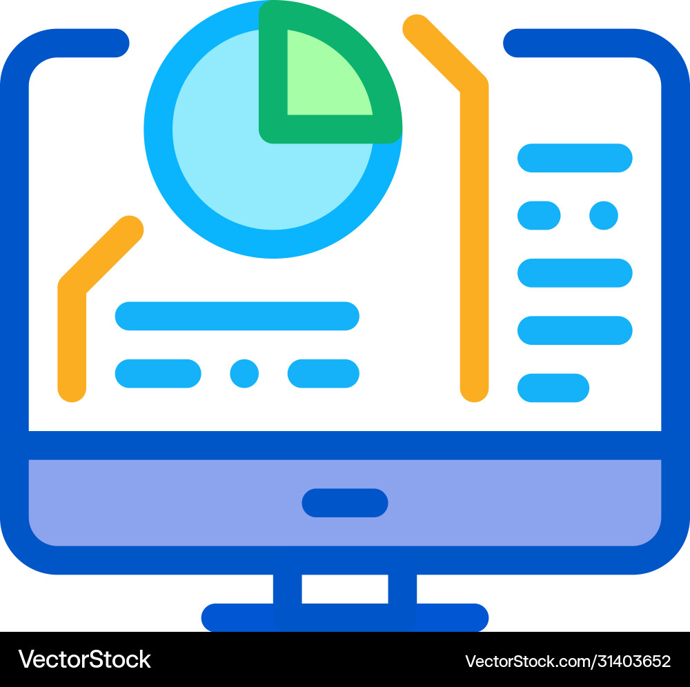 Pie chart in computer icon outline Vector Image
