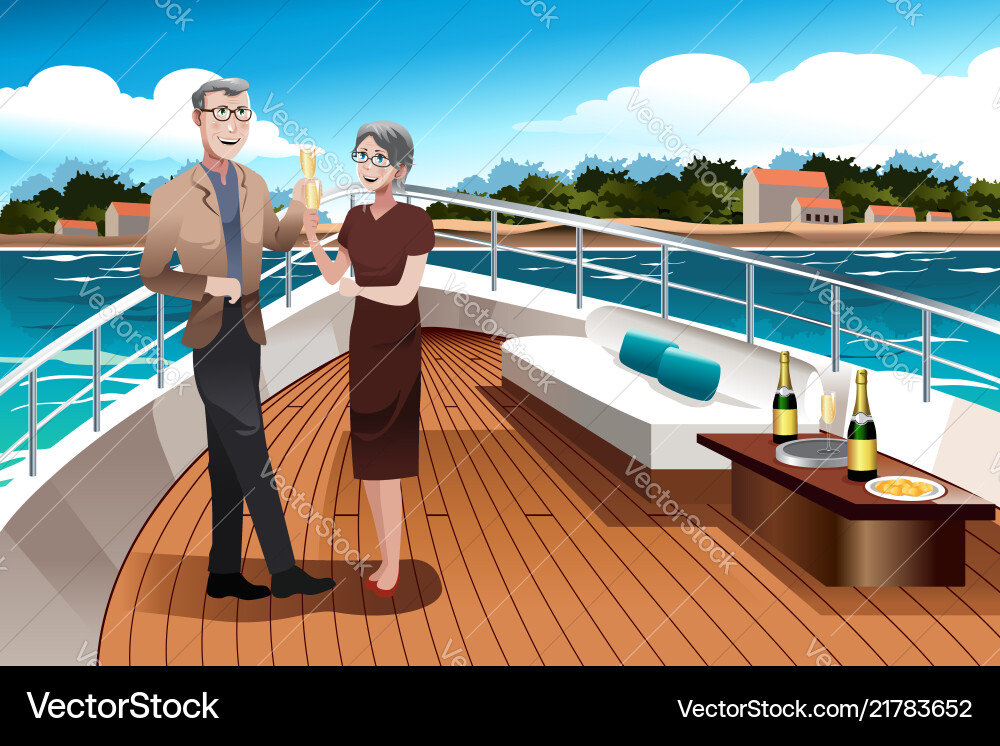 Retired couple on a yacht vector image