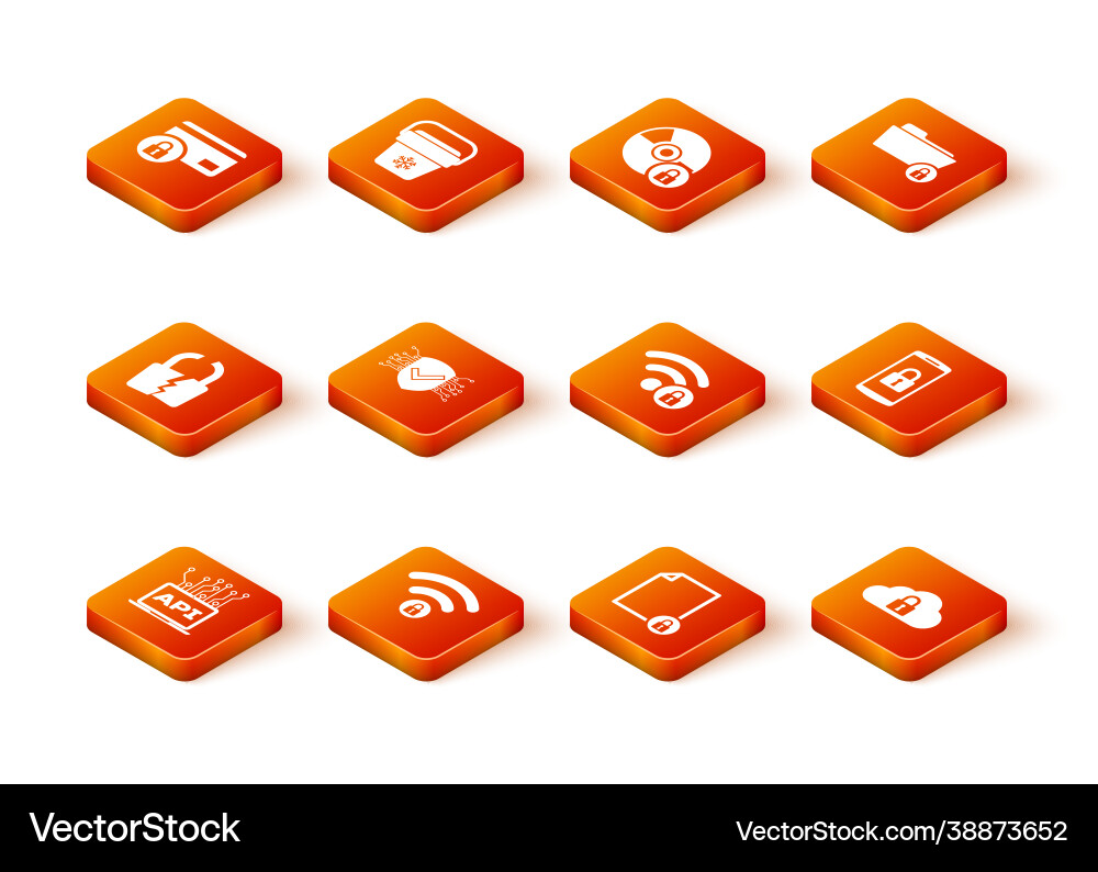 Set computer api interface wifi locked broken Set computer api interface wifi locked broken vector image
