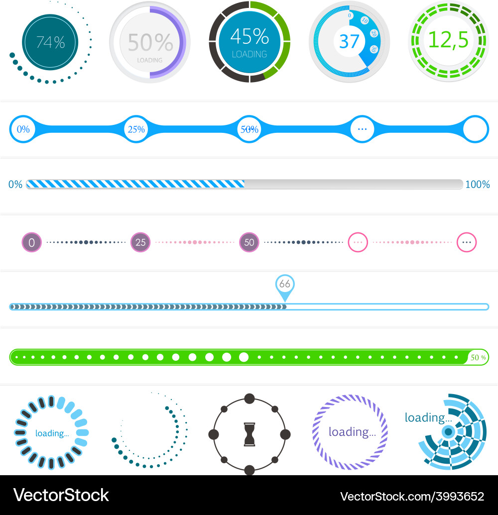 Set of loading bars and preloaders vector image