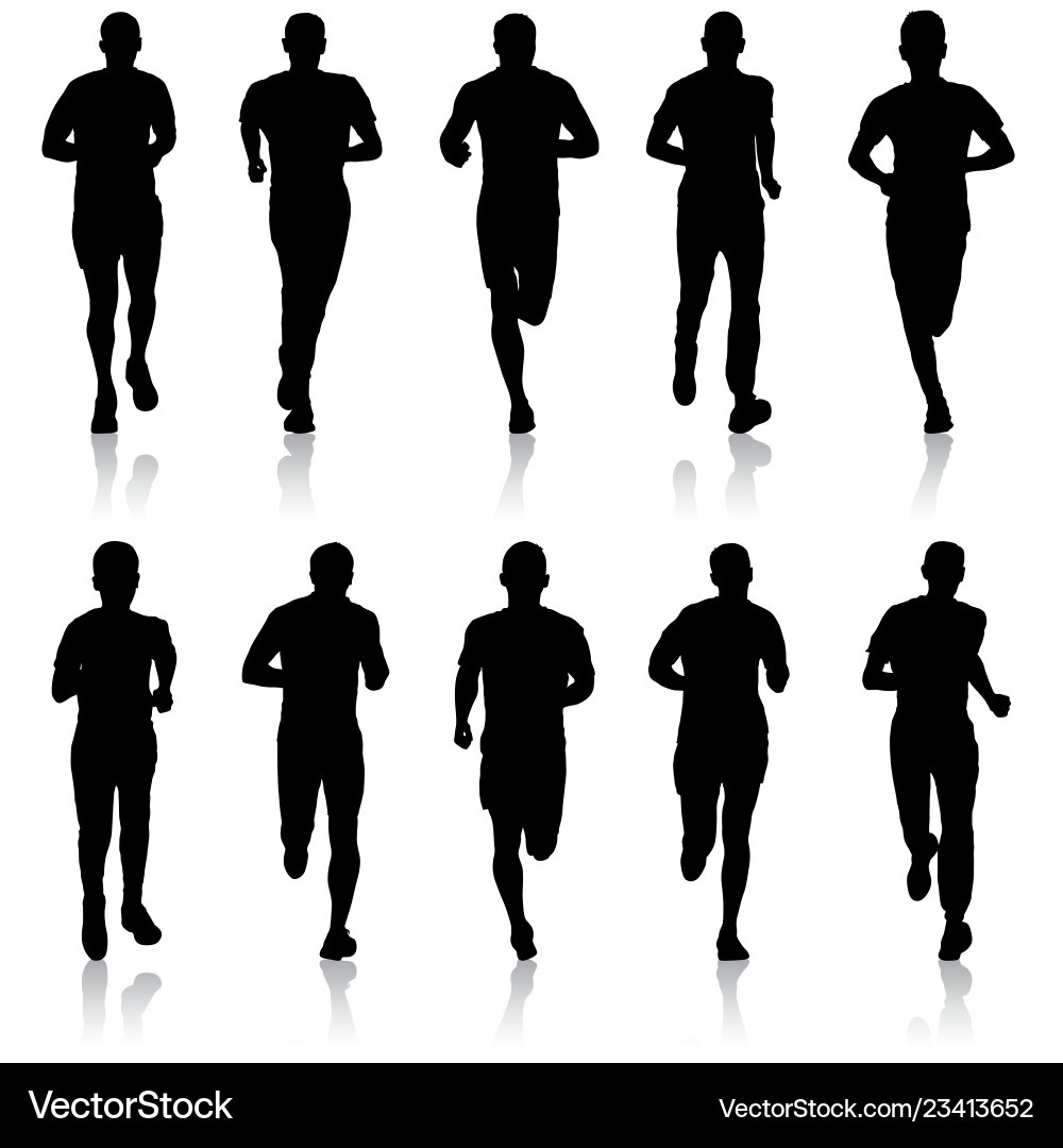 Set of silhouettes runners on sprint men Set of silhouettes runners on sprint men Vector Image