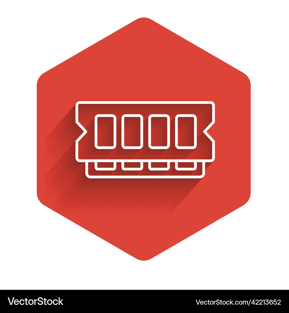 White line ram random access memory icon isolated White line ram random access memory icon isolated vector image