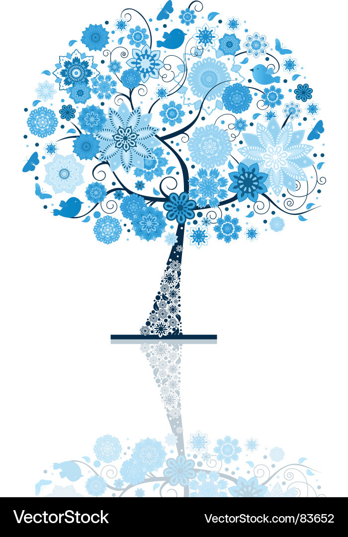 Winter Snowflake Tree Vector Image