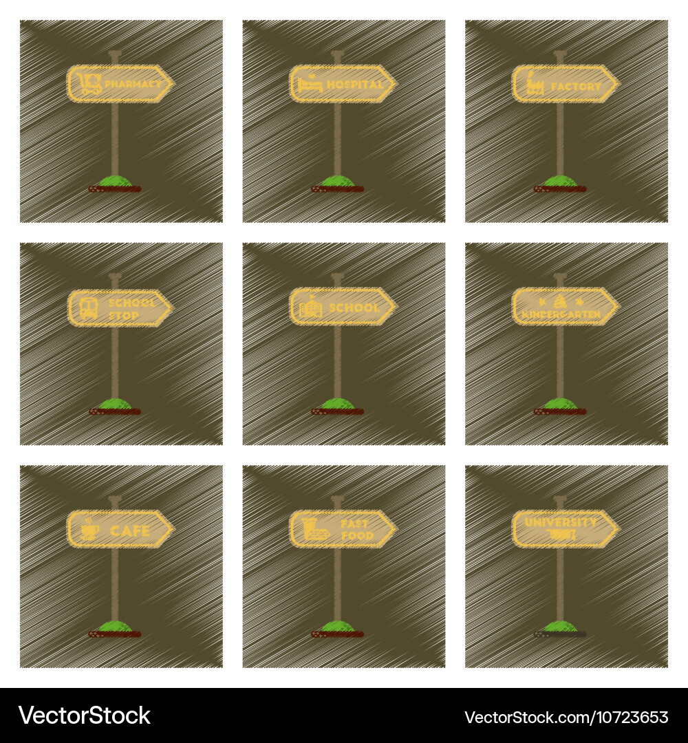Assembly flat shading style icons university vector image