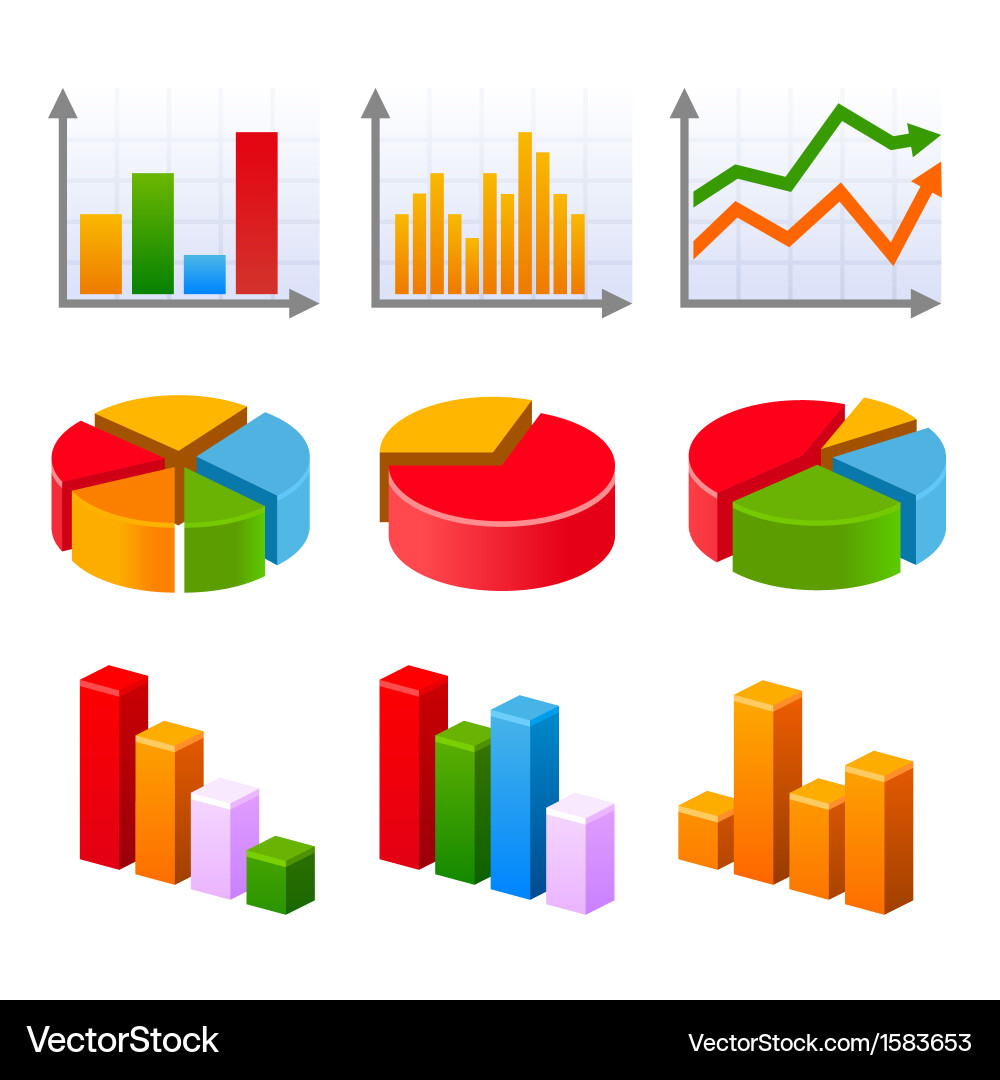 Colorful Chart Set - Data Visualization Vector Image