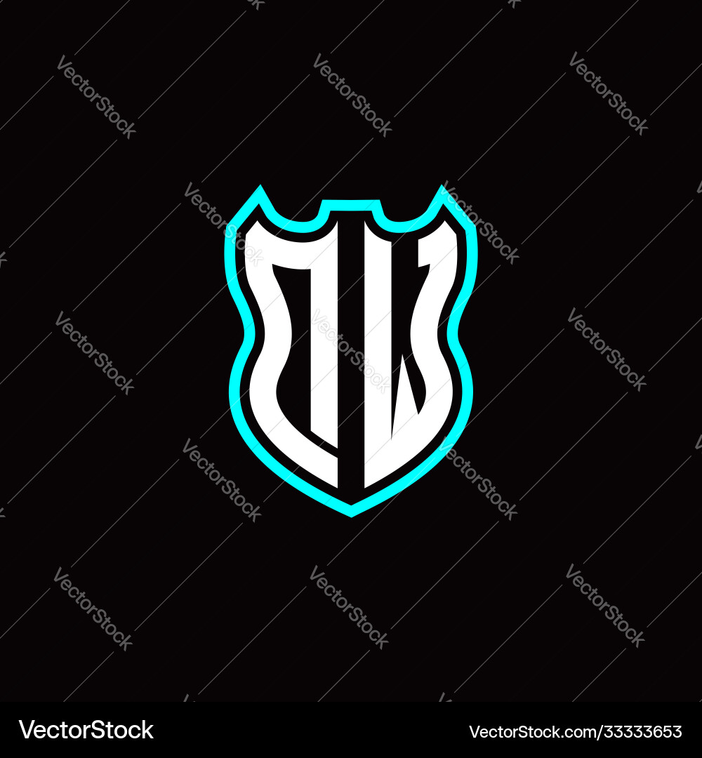 D w initial logo design with shield shape D w initial logo design with shield shape vector image