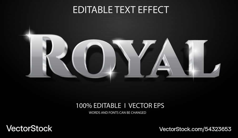 Editable royal 3d text effect with style design Editable royal 3d text effect with style design vector image