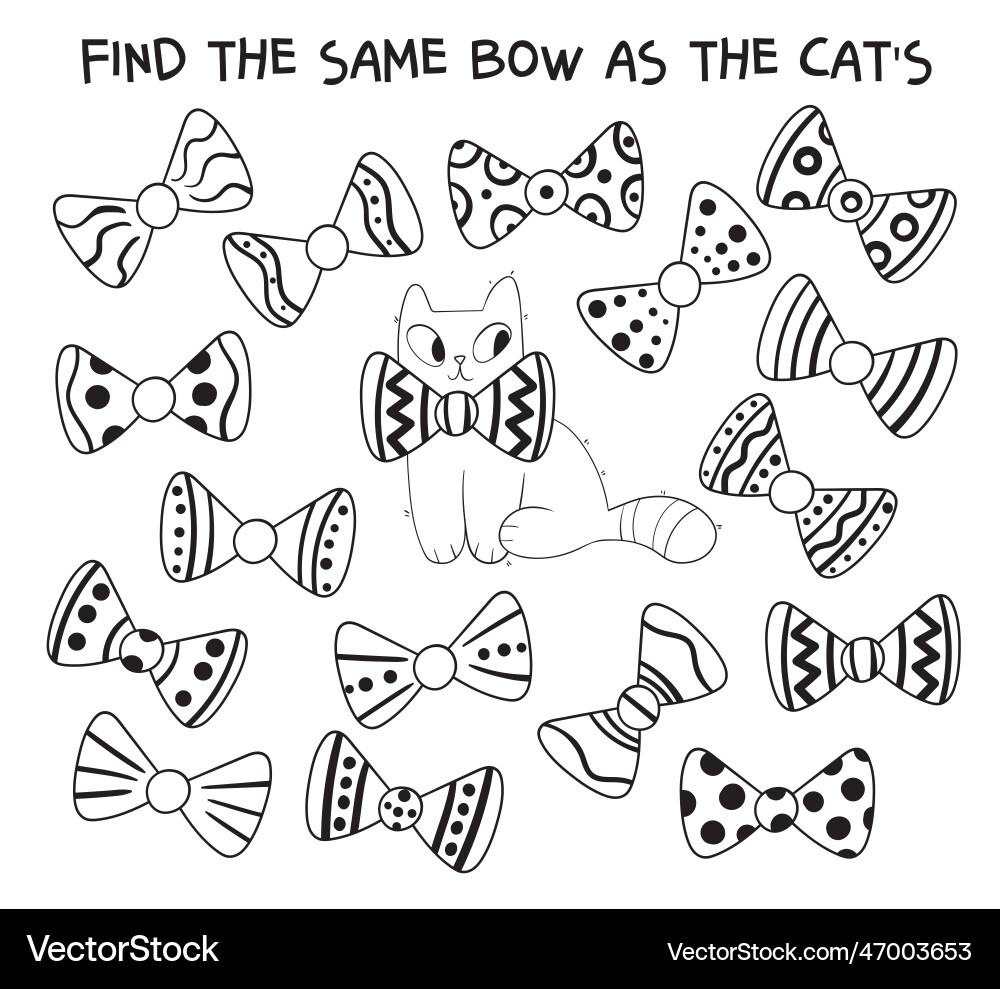 Find two identical bows 2 same objects Vector Image