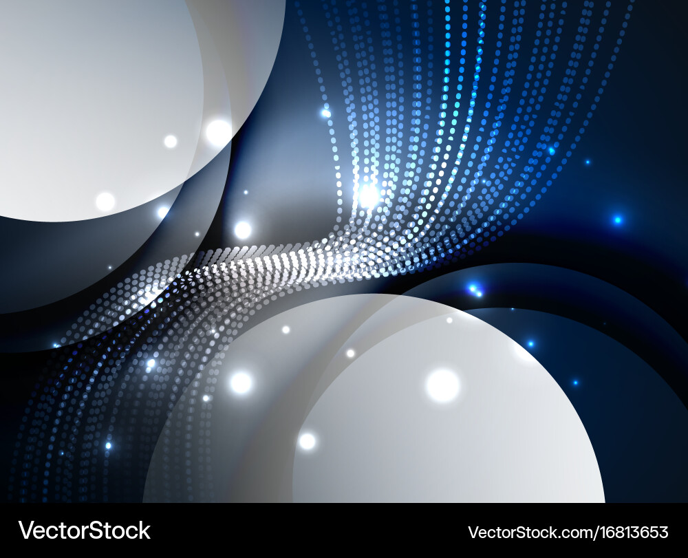 Glowing wave created with particles on dark color vector image