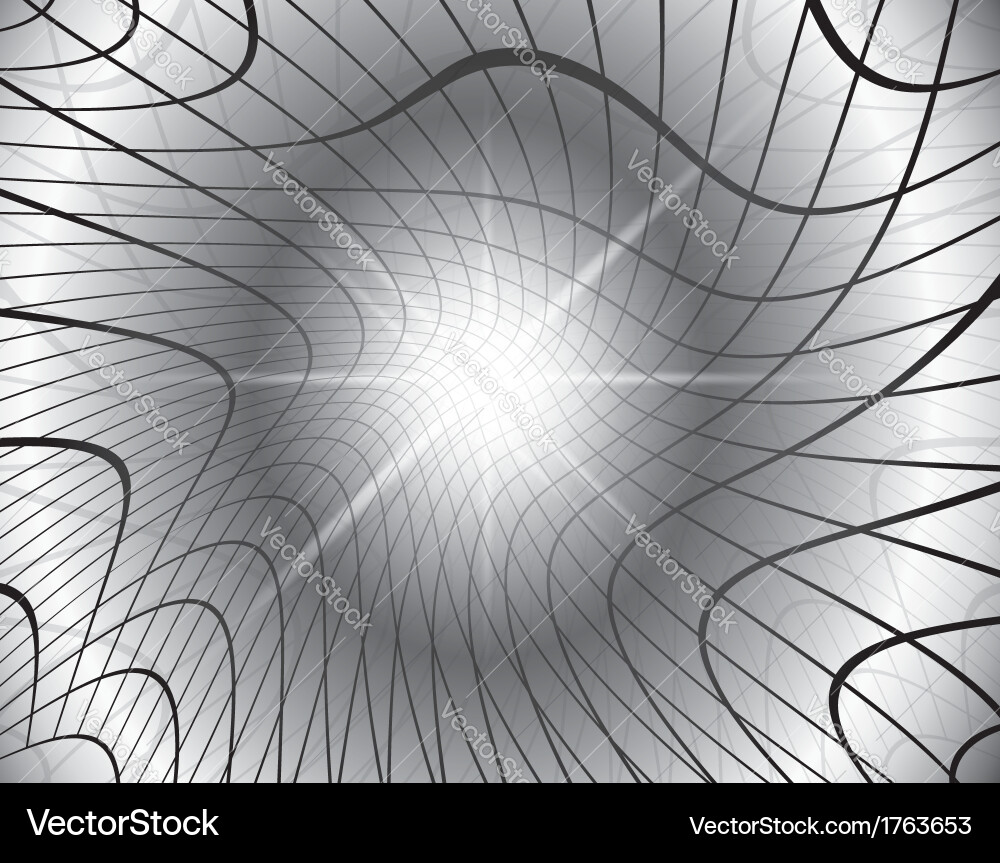 Gray background with distorted grid vector image