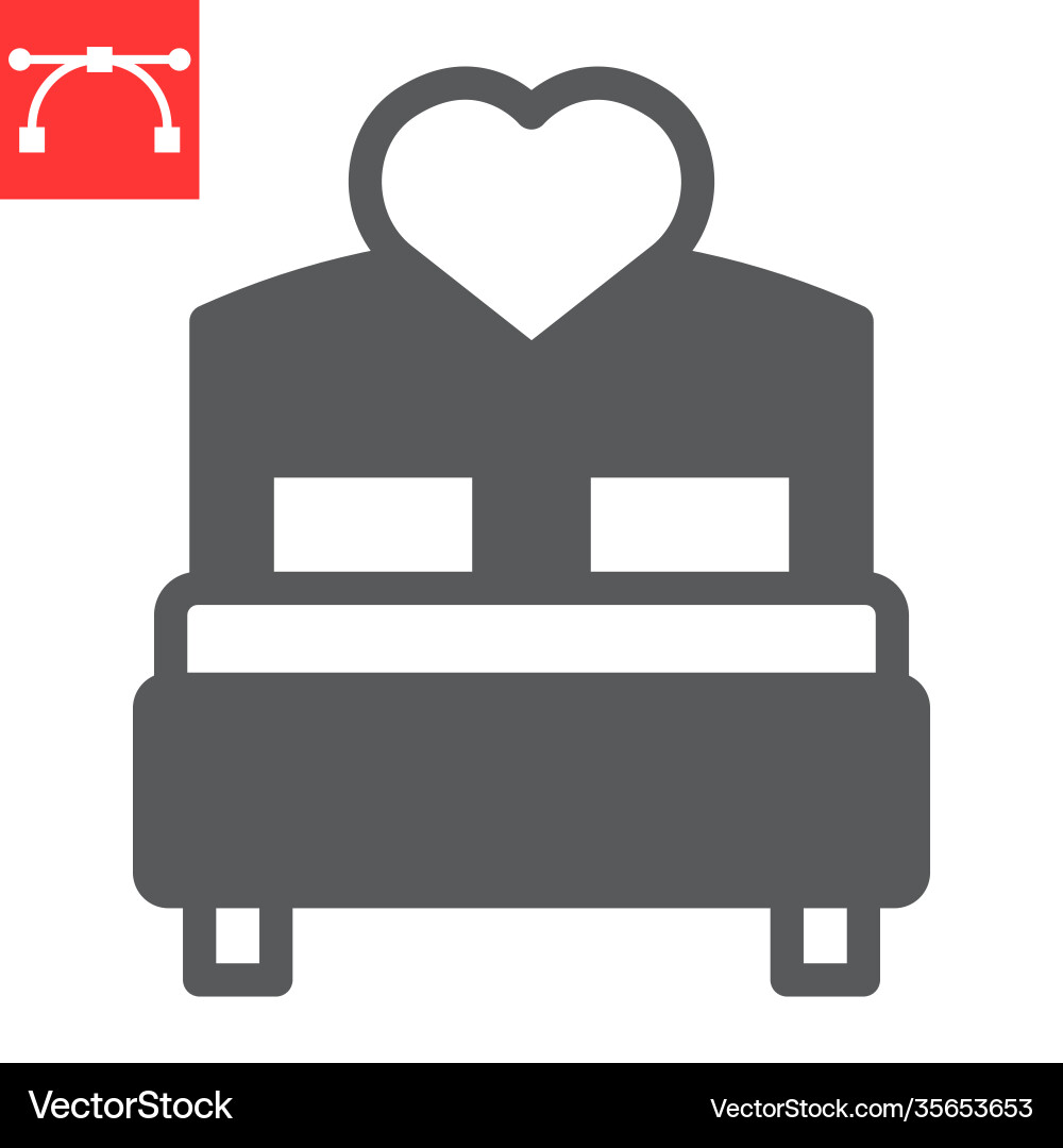 Liebe Bett Glyph Ikone Valentinstag und Sex Liebe Bett Glyph Ikone Valentinstag und Sex vektorbild