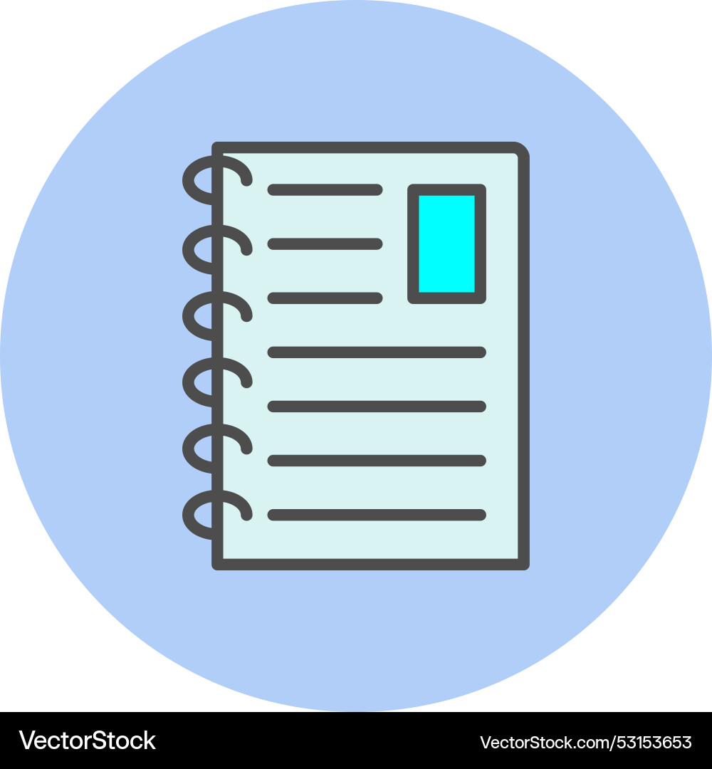Notebook line filled circle icon vector image