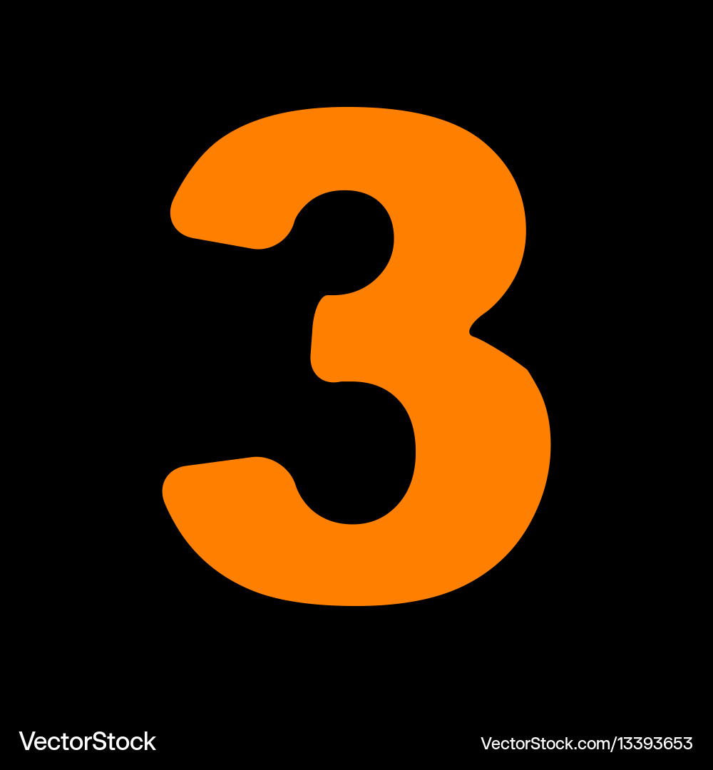 Number 3 sign design template element orange icon Vector Image, image size:1000x1080