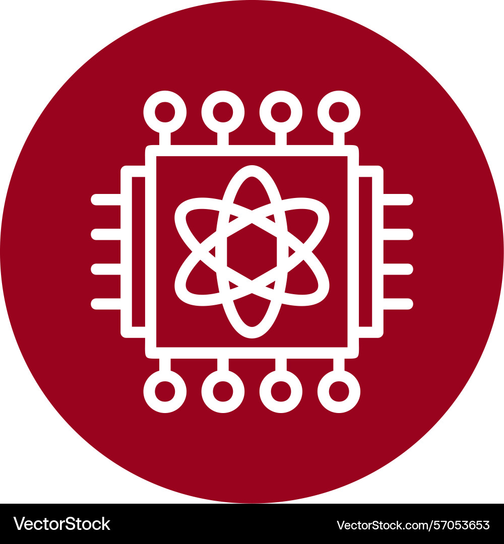 Quantum processor line circle style icon design vector image