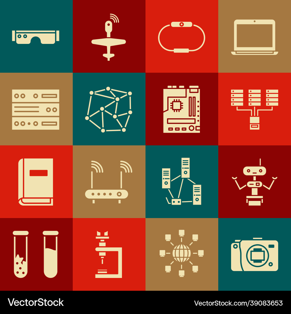 Set mirrorless camera robot server data web Set mirrorless camera robot server data web Vector Image