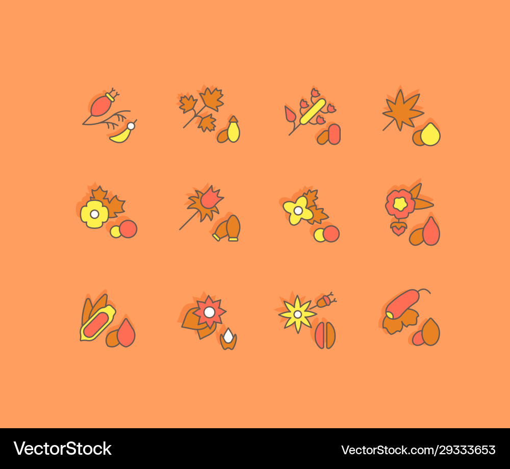Set simple line icons seeds Vector Image