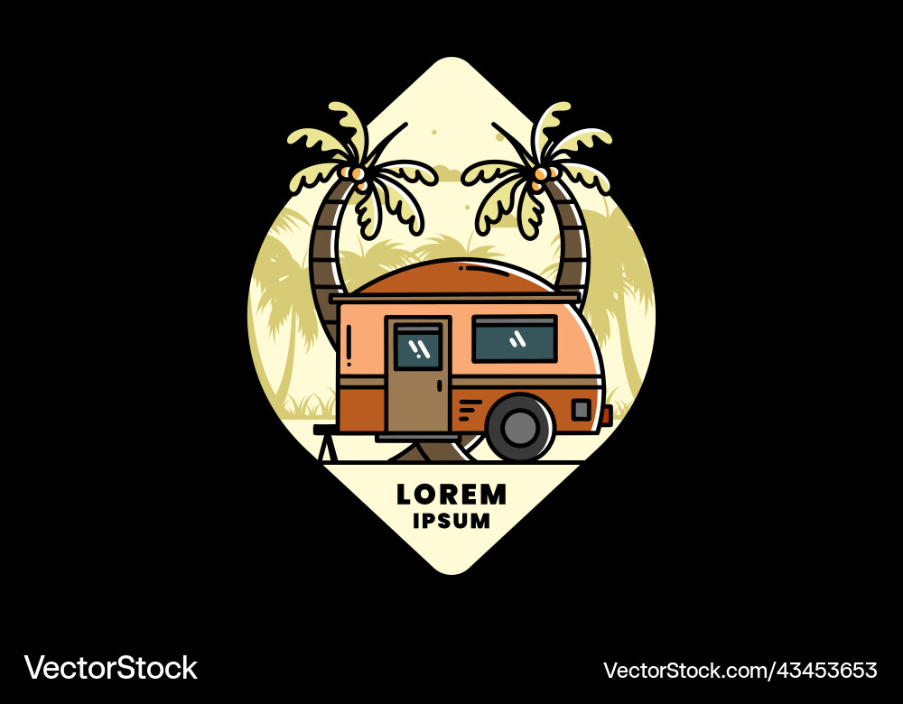 Teardrop camper and coconut tree design Vector Image