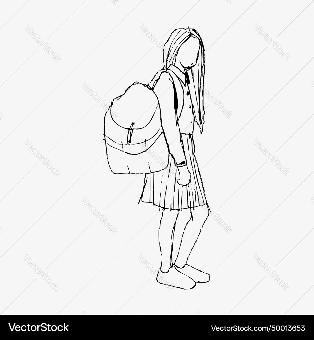 Teenage Mädchen Hand Skizze Tinte Stift fictional Teenage Mädchen Hand Skizze Tinte Stift fictional vektorbild