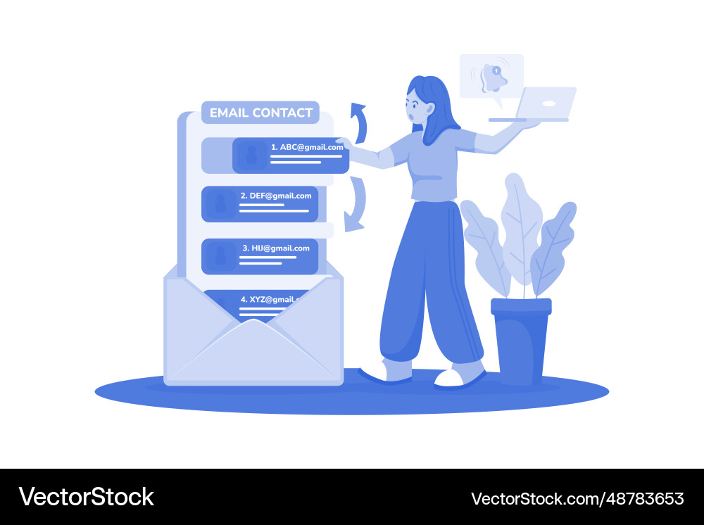 Users create and manage contact lists Users create and manage contact lists vector image